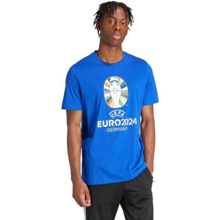 Vyriški medvilniniai marškinėliai adidas Euro24, mėlyni