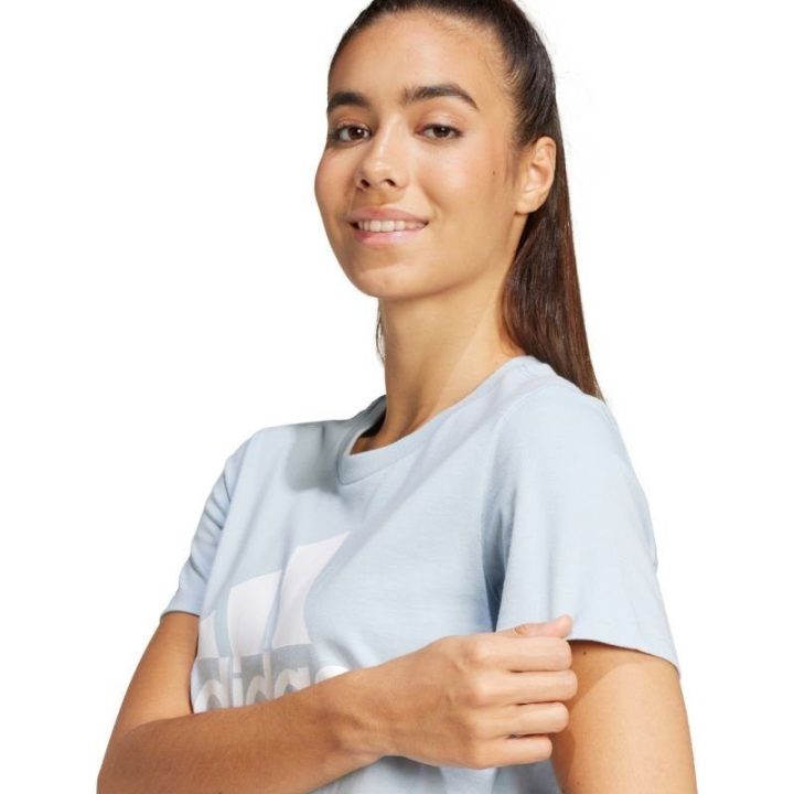 Moteriški medvilniniai marškinėliai adidas Essentials, šviesiai mėlyni