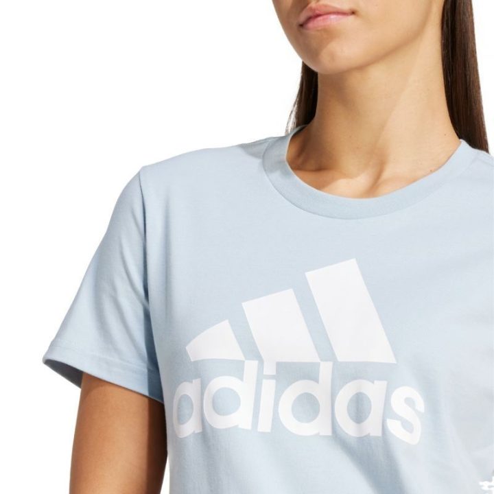 Moteriški medvilniniai marškinėliai adidas Essentials, šviesiai mėlyni