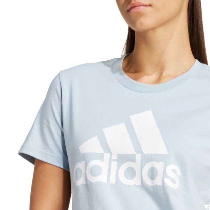 Moteriški medvilniniai marškinėliai adidas Essentials, šviesiai mėlyni