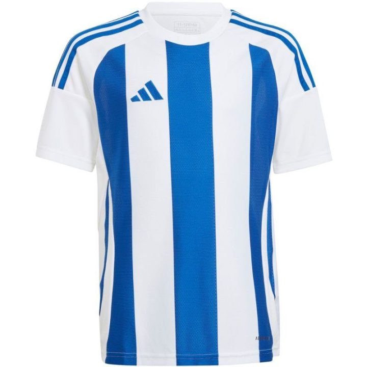 Vaikiški rungtynių marškinėliai adidas Striped 24, balti ir mėlyni