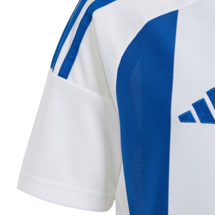 Vaikiški rungtynių marškinėliai adidas Striped 24, balti ir mėlyni