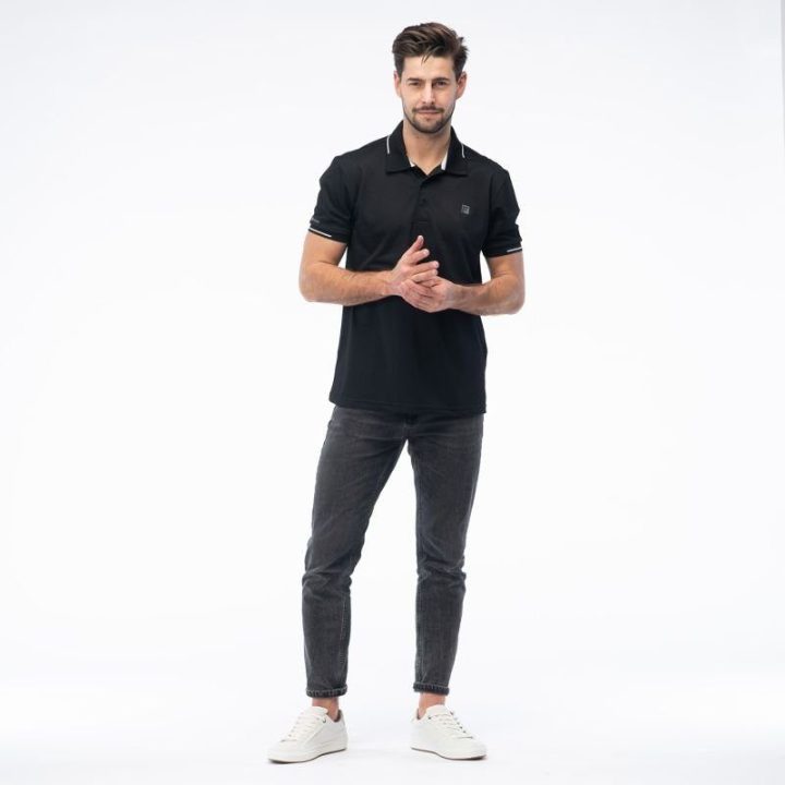 Vyriški polo marškinėliai su trimis sagomis Fitanu Rohan, juodi