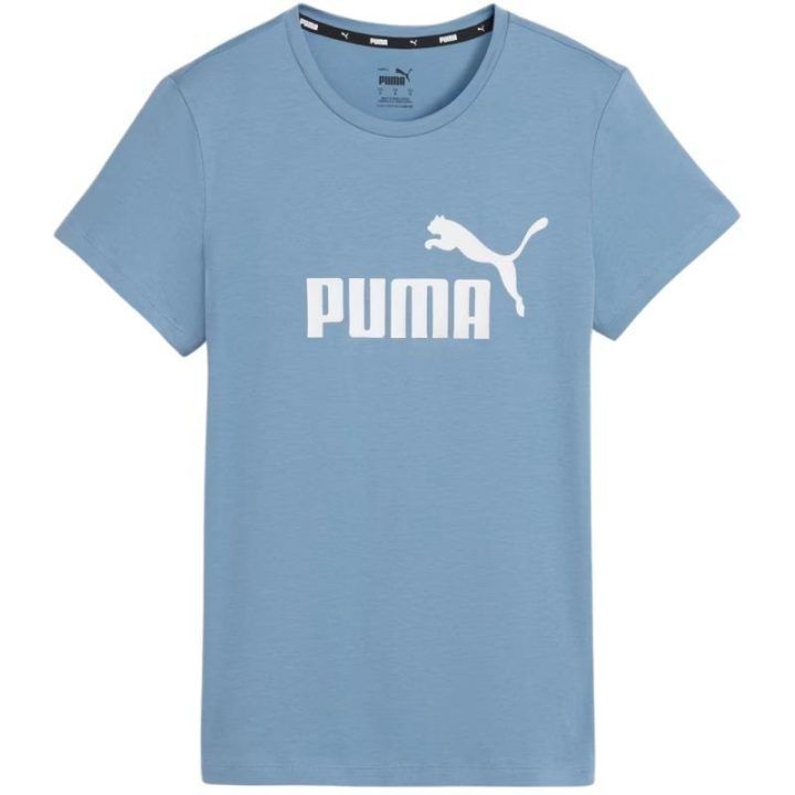 Moteriški medvilniniai marškinėliai Puma ESS Logo, mėlyni