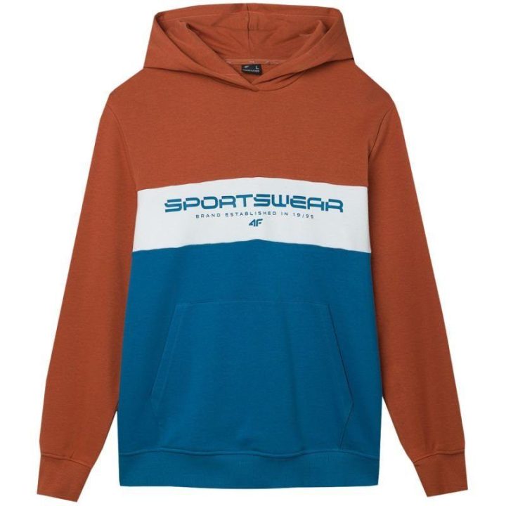 Vyriškas medvilninis džemperis su gobtuvu ir „Sportswear“ užrašu 4F