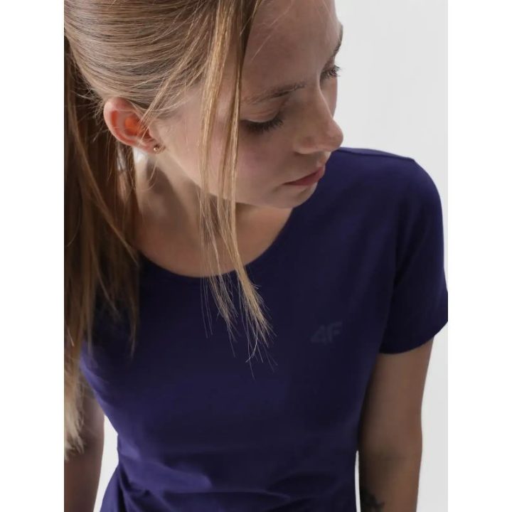 Moteriški laisvo kirpimo medvilniniai marškinėliai 4F, violetiniai