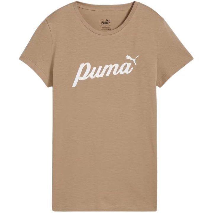 Moteriški medvilniniai marškinėliai Puma ESS+Script, smėlio