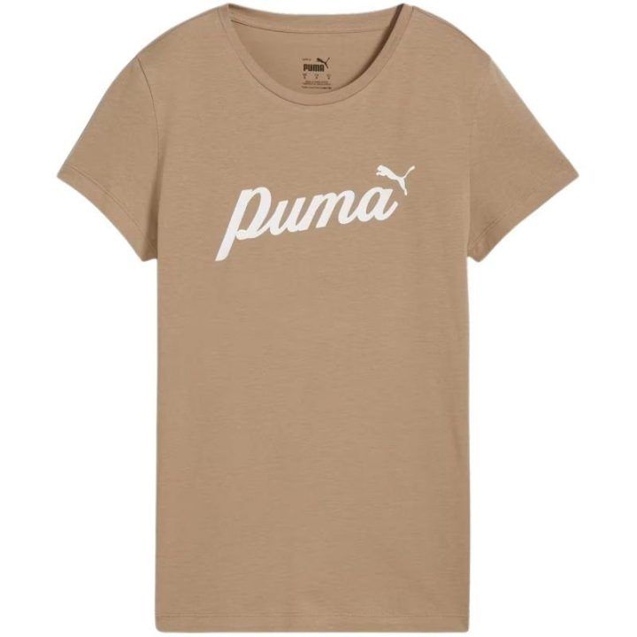 Moteriški medvilniniai marškinėliai Puma ESS+Script, smėlio