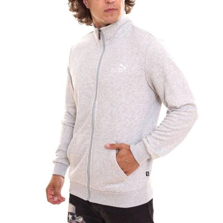 Vyriškas medvilninis džemperis su užtrauktuku Puma ESS Track, pilkas