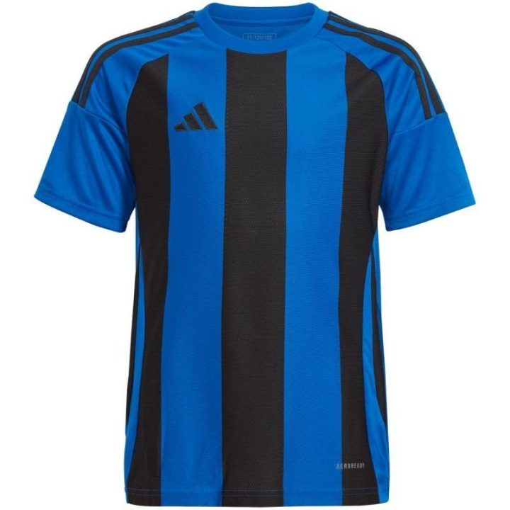 Vaikiški futbolo marškinėliai adidas Striped 24, mėlyni ir juodi