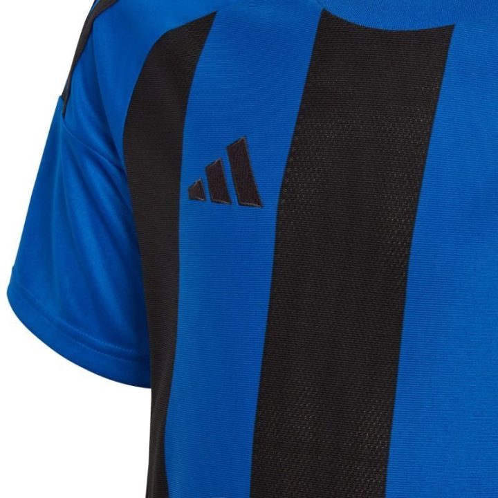 Vaikiški futbolo marškinėliai adidas Striped 24, mėlyni ir juodi