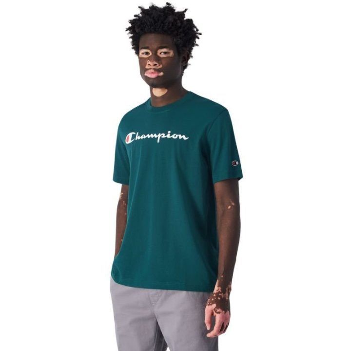 Vyriški marškinėliai su dideliu logotipu Champion SS Tee, žali