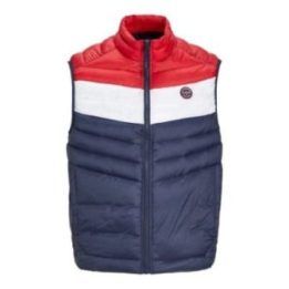 Vyriška dygsniuota liemenė Jack & Jones, tamsiai mėlyna, balta ir raudona