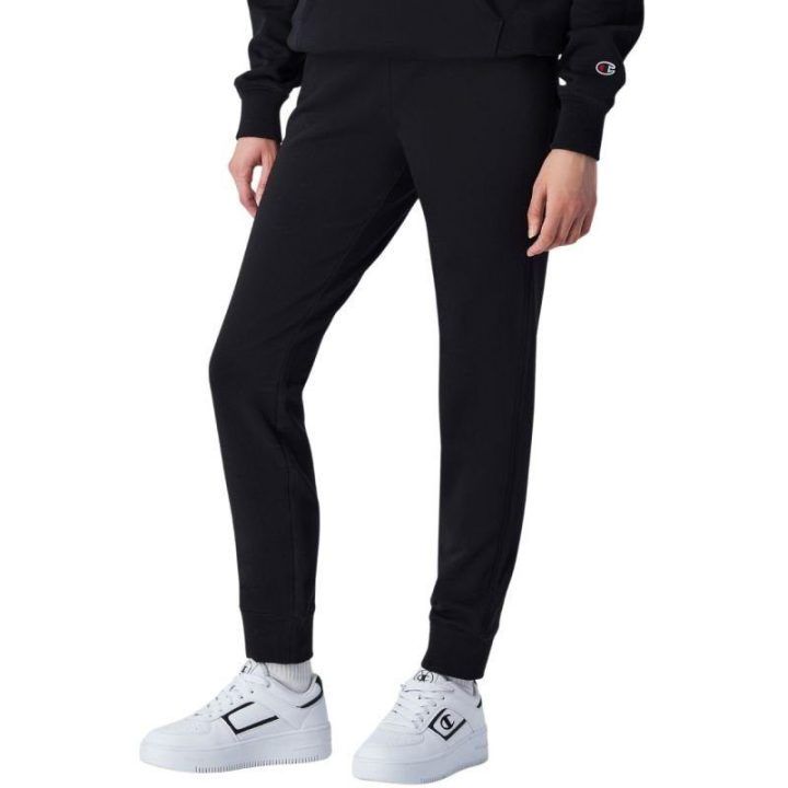 Moteriškos medvilninės sportinės kelnės Champion Rib Cuff, juodos