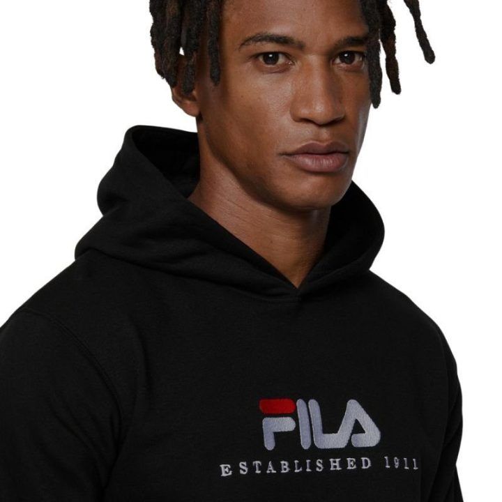 Uniseks medvilninis džemperis su gobtuvu Fila Brunssum, juodas