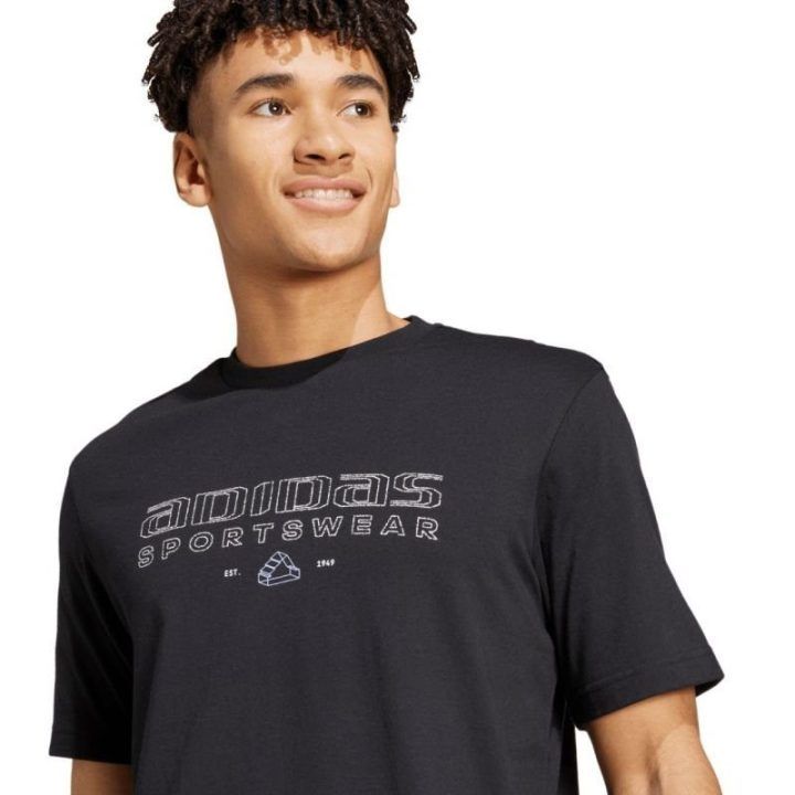 Vyriški medvilniniai marškinėliai adidas Tech Linear Graphic, juodi