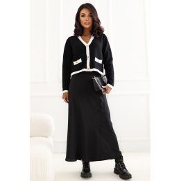 Moteriškas satininis midi sijonas be užsegimo Italy Moda, juodas