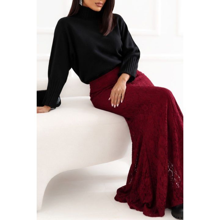 Moteriškas nėriniuotas midi sijonas Italy Moda, raudonas