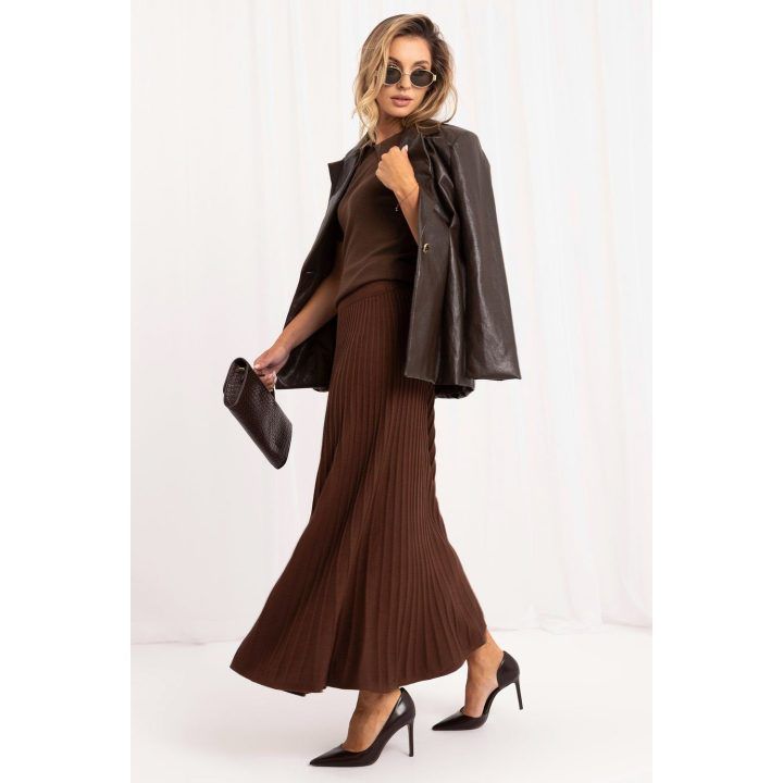 Moteriškas midi sijonas be užsegimo Italy Moda, 89 cm, rudas