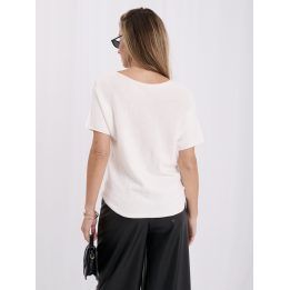 Moteriškas dvipusis viskozės megztinis Italy Moda, kreminis