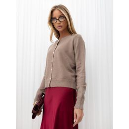 Moteriškas viskozės kardiganas su apvalia iškirpte Italy Moda, tamsiai smėlio