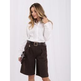 Moteriški medvilniniai marškiniai su apykakle Italy Moda, balti