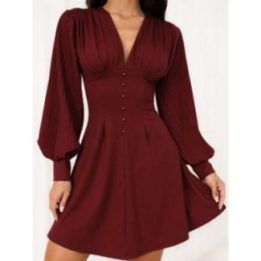 Moteriška mini suknelė su V formos iškirpte Italy Moda, bordo