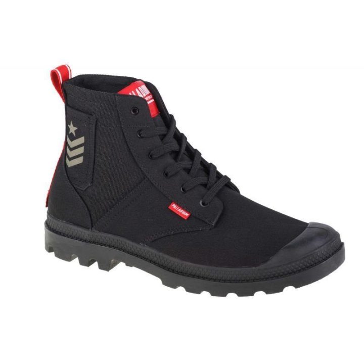Uniseks sportbačiai aukštu auliuku Palladium Pampa Hi Army, juodi