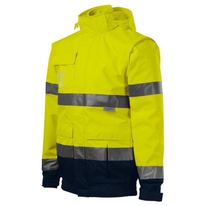 Vyriška signalinė striukė 4 viename Rimeck HV Guard, geltona