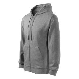 Vyriškas džemperis su gobtuvu Malfini Trendy Zipper, pilkas melanžinis