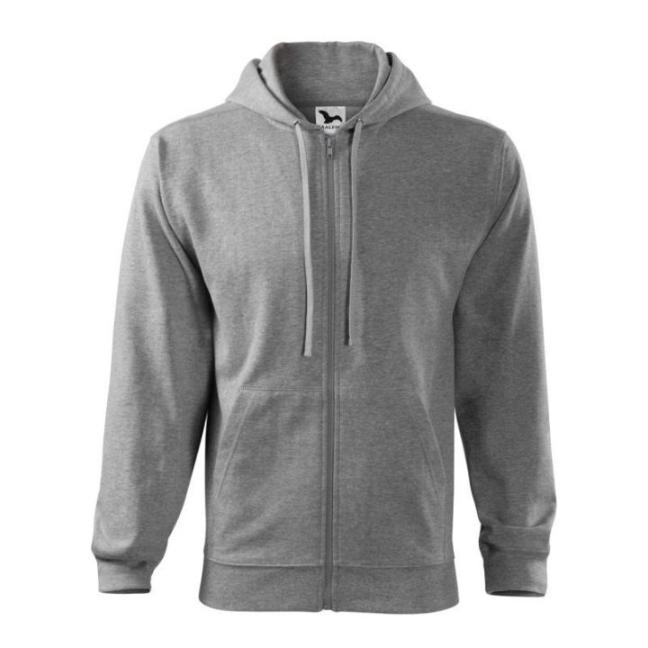 Vyriškas džemperis su gobtuvu Malfini Trendy Zipper, pilkas melanžinis