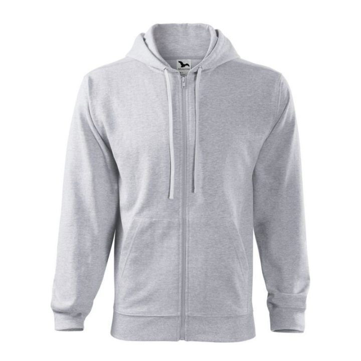 Vyriškas džemperis su gobtuvu Malfini Trendy Zipper, šviesiai pilkas