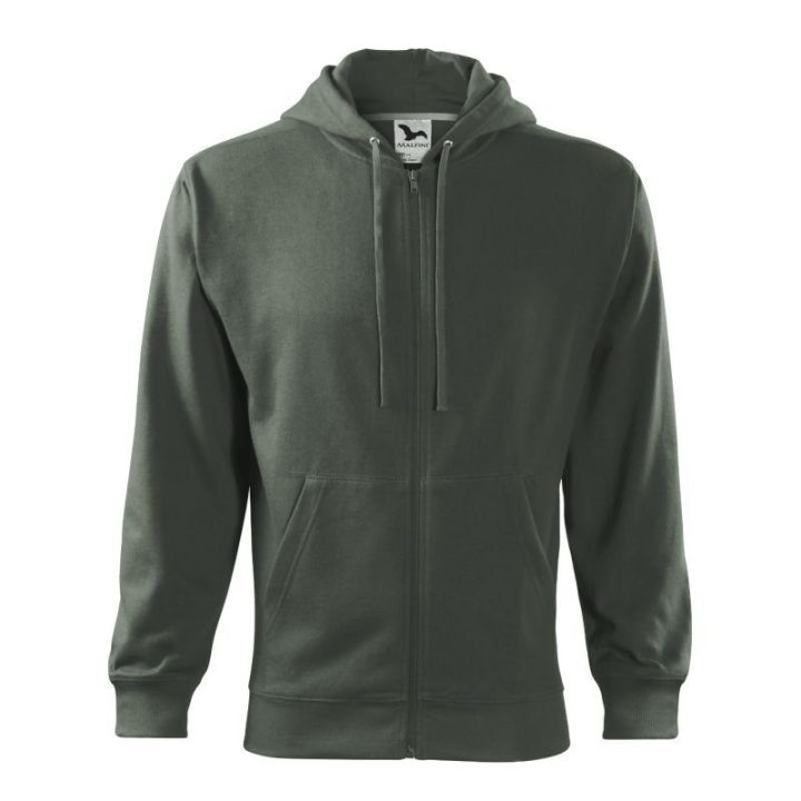 Vyriškas džemperis su gobtuvu Malfini Trendy Zipper, tamsiai žalias