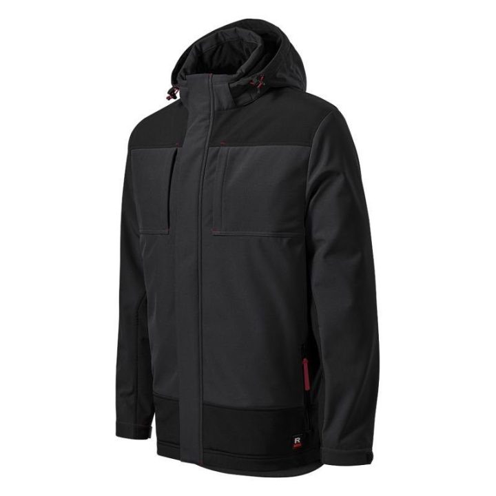 Vyriška softshell striukė su gobtuvu Rimeck Vertex, tamsiai pilka