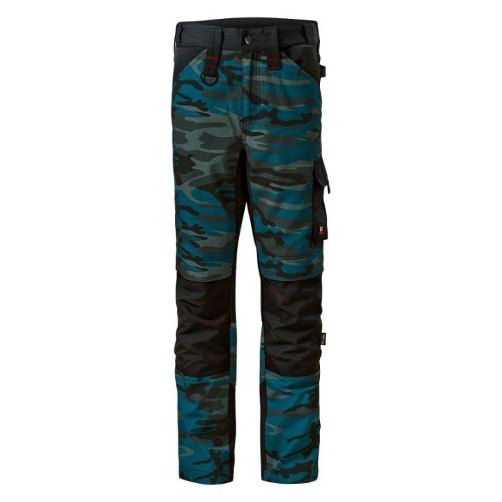 Vyriškos kelnės su kišenėmis antkeliams Rimeck Vertex Camo, mėlynos