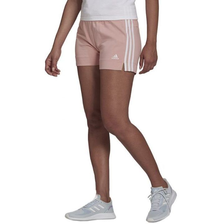 Moteriški medvilniniai šortai adidas Essentials, rožiniai ir balti