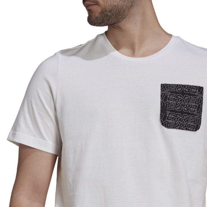 Vyriški tiesaus kirpimo marškinėliai adidas TX Pocket Tee, balti