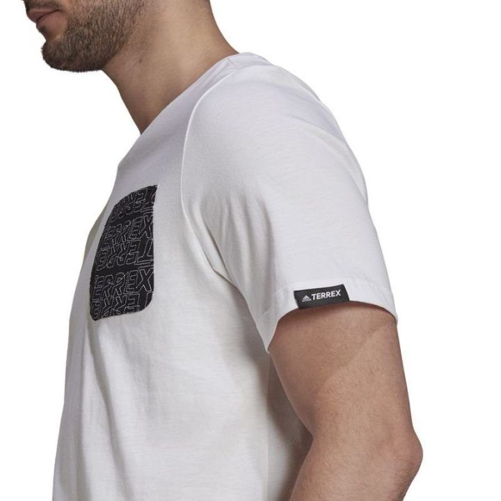 Vyriški tiesaus kirpimo marškinėliai adidas TX Pocket Tee, balti