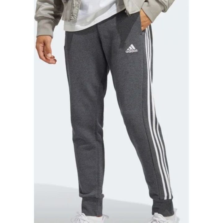 Vyriškos medvilninės sportinės kelnės adidas 3 Stripes, pilkos
