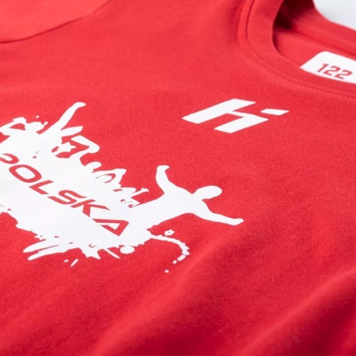 Vaikiški medvilniniai marškinėliai Huari Poland Fan, raudoni