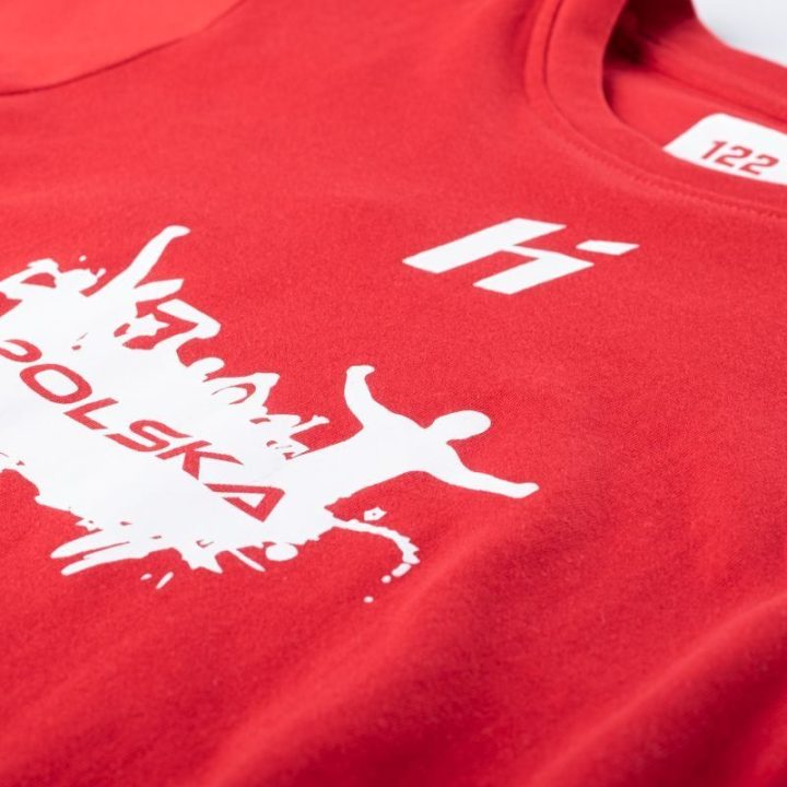 Vaikiški medvilniniai marškinėliai Huari Poland Fan, raudoni