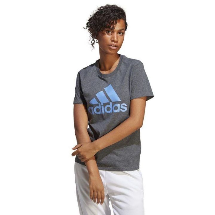 Moteriški tiesaus kirpimo marškinėliai adidas Big Logo, pilki
