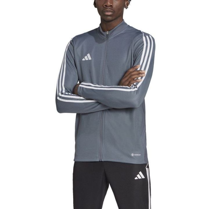 Vyriškas futbolo džemperis su užtrauktuku adidas Tiro 23 League, pilkas