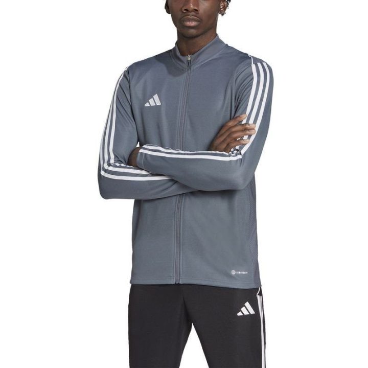 Vyriškas futbolo džemperis su užtrauktuku adidas Tiro 23 League, pilkas