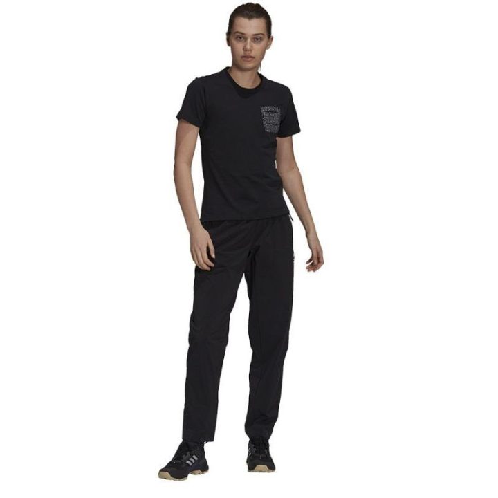 Moteriški įprasto kirpimo marškinėliai adidas TX Pocket Tee, juodi