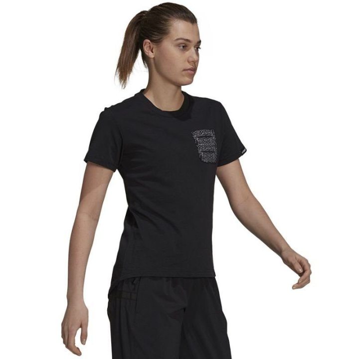 Moteriški įprasto kirpimo marškinėliai adidas TX Pocket Tee, juodi