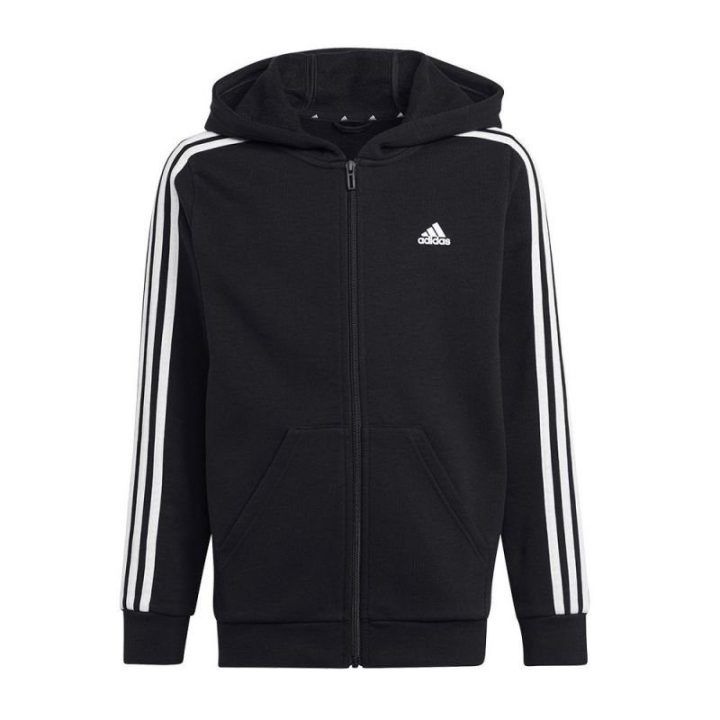 Vaikiškas džemperis su užtrauktuku adidas 3 Stripes FL, juodas