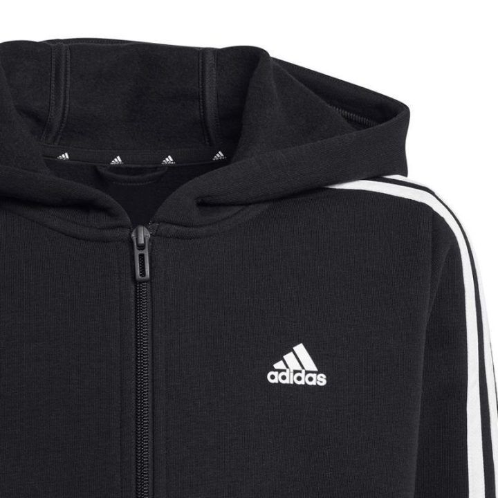 Vaikiškas džemperis su užtrauktuku adidas 3 Stripes FL, juodas