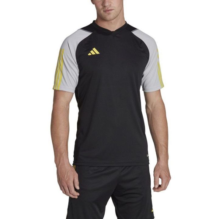 Vyriški marškinėliai adidas Tiro 23, juodi, pilki ir geltoni