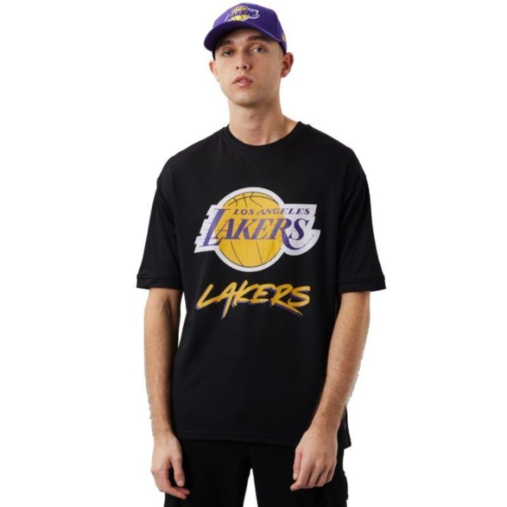 Vyriški marškinėliai New Era Lakers Script Mesh, juodi